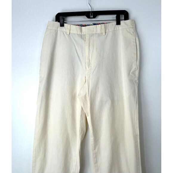 Tommy Hilfiger Pants Mens Sz 33X32 Cream Flat Front Chino Khakis Straight Leg R - Picture 7 of 12